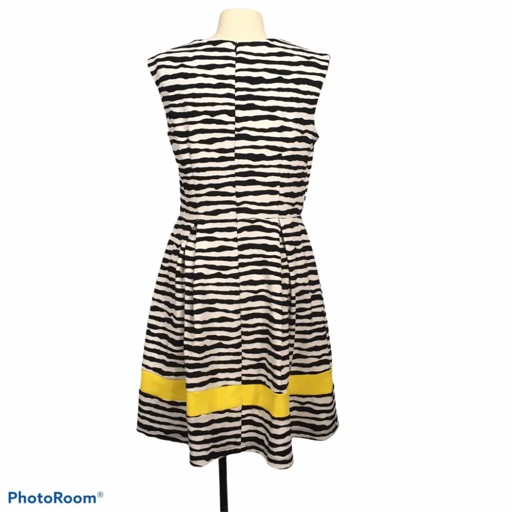 Karin Stevens Black White Striped Dress, Zebra,‎ 12
